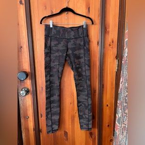 Lululemon black with pink polka dot leggings